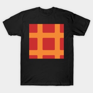 graphic mustard and red orange block pattern T-Shirt